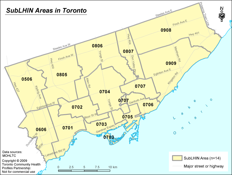 Toronto Sub-LHIN Areas Map